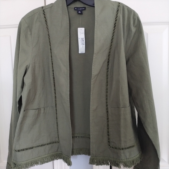 new directions Jackets & Blazers - ND New Directions Olive Green Cutout Detail Blazer Jacket M